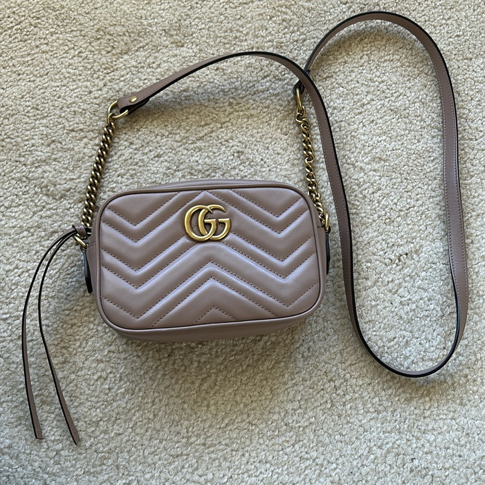 Authentic Gucci GG Marmont mini camera bag